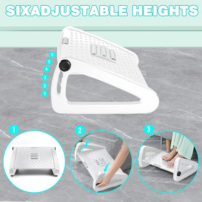 Hmfmdy Foot Rest Under Desk, Office Foot Rest with Massage Texture and Roller, Adjustable Height Ergonomic Foot Stool Under Desk for Office and Home