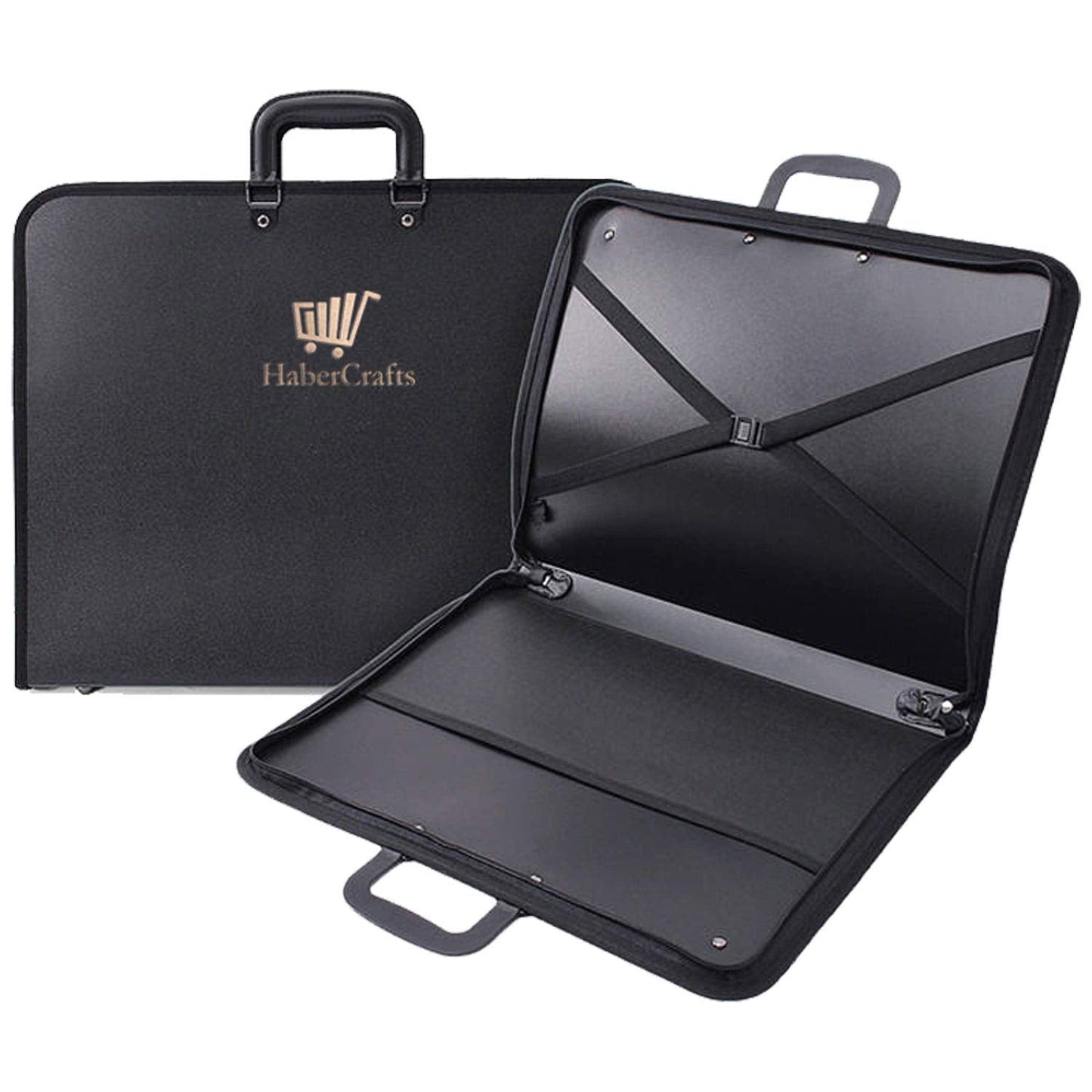 Habercrafts A3 Portfolio Case Art Folder Artist Presentation Carry Case Art Portfolio Carrying Strap Water Resistant Vinyl Storage Pocket Protection