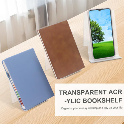 CheurYae 6Pcs Clear Acrylic Book Stand,Transparent Book Display Stand,Clear Book Holder for Books,Phones,Notebooks, Artworks