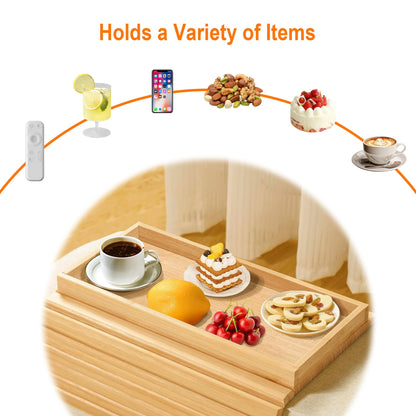 YOZAIUUI Foldable Sofa Arm Tray - Anti Slip Wooden Backing