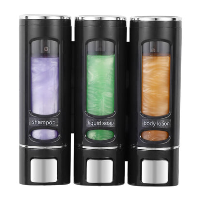 Shampoo and Conditioner Dispenser,Shower Dispensers 3 Chamber No Drill Shower Soap Dispenser Shampoo Conditioner Body Wash Dispenser Wall Mount for