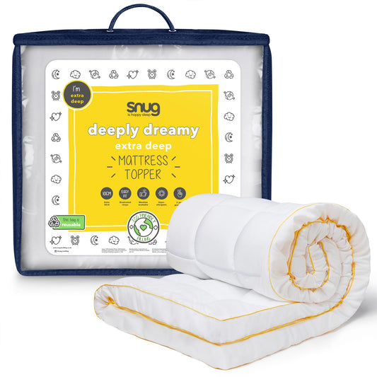 Snug Deeply Dreamy Mattress Topper Single Bed - 10cm 4 Inch Extra Thick Mattress Enhancer with Elasticated Straps Quilted Comfortable Super Soft -