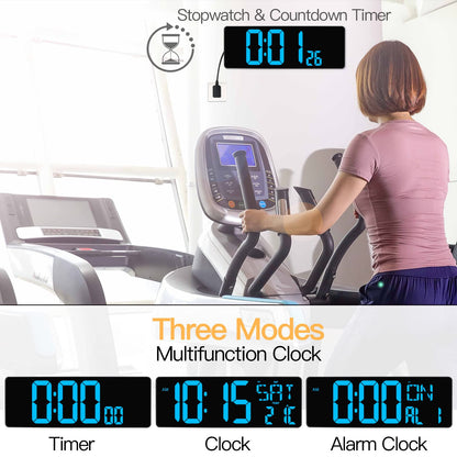 XREXS Large Digital Wall Clock with Remote Control, 16.5 Inch LED Large Display Count Up & Down Timer, Adjustable Brightness Alarm Clock with