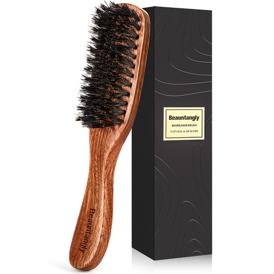 Hair Brush for Men, 100% Boar Bristle Hair Brush for Men Women?s Hair Smoothing, Styling, Detangling, Moisturizing, Adding Shine, Improving Blood