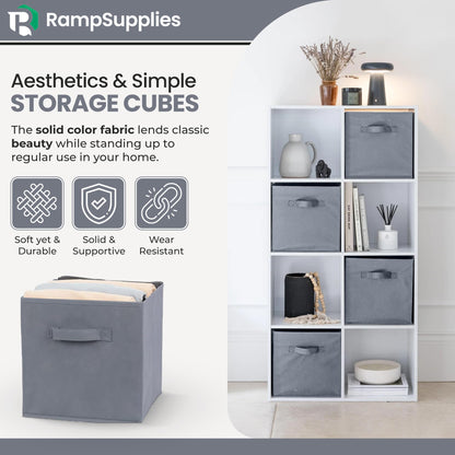 RampSupplies Foldable Storage Cubes with Handles, 30cm x 30cm x 30cm,Fabric Storage Boxes