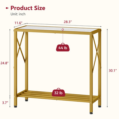 Tajsoon 28.3" Entryway Table, 2-Tier Small Consle Table for Entryway, Narrow Sofa Table with Shelves, Entrace Table for Hallway, Living Room