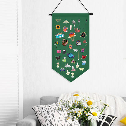 Kunyeah Wall Hanging Brooch Organizer Storage Case Colorful Canvas Pin Board Stand Enamel Pin Badge Hanging Holder Display Banner Earrings Collection