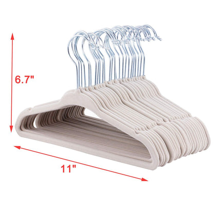 ETAOLINE Baby Velvet Hangers for Kids Clothes, 25-Pack Beige