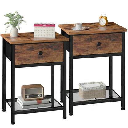 AMHANCIBLE Bedside Tables Set of 2, Side Tables with Fabric Drawers
