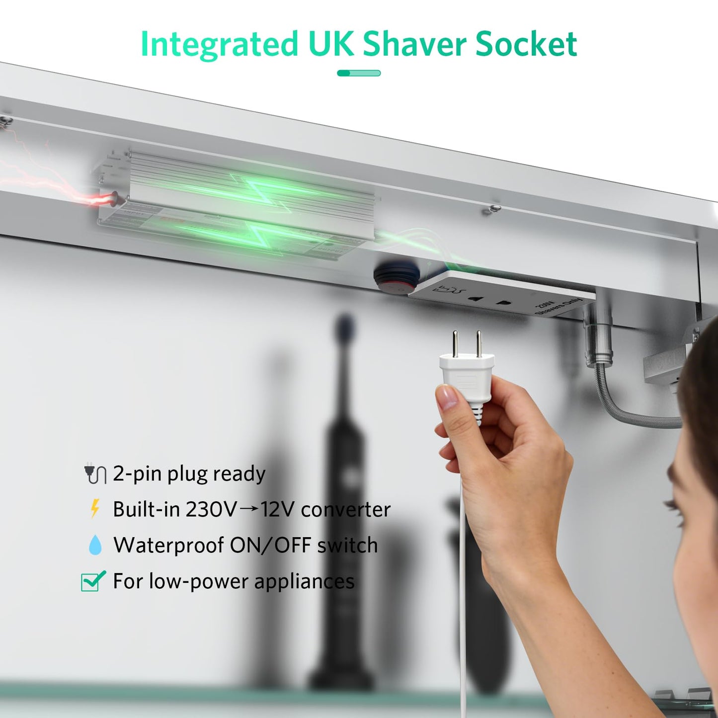 LUMIRRORS® LED Bathroom Mirror Cabinets with Shaver Socket 63x65cm 2-Door