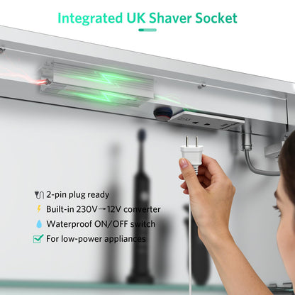 LUMIRRORS® LED Bathroom Mirror Cabinets with Shaver Socket 63x65cm 2-Door