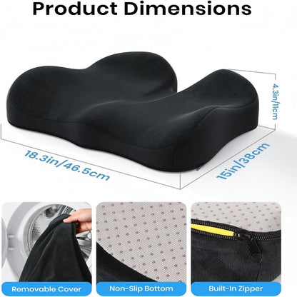 Benazcap Memory Foam Coccyx Cushion to Reduce Tailbone Pressure, Black.