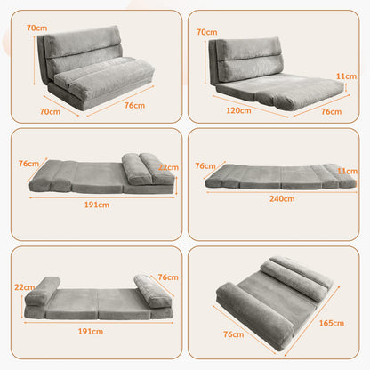 MAXYOYO Bean Bag Bed Folding Faux Fur Fabric Sofa Chair Foam Filling Extra Thick 6 Fold Floor Couch Matress for Adults