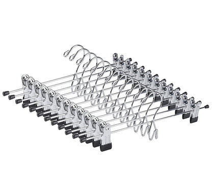 Amber Home 26 Pack Heavy Duty Add on Metal Pants Skirt Hangers, Stackable Add-on Metal Clothes Hangers with 2-Adjustable Clips