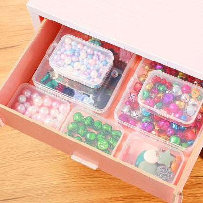 Ezranova 5 Pieces Storage Boxes with Lid,Rectangular Empty Mini Clear Plastic Organizer Storage Box Containers with Hinged Lids for Small Items Beads