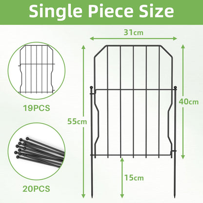WELDUN Metal Garden Fence, Total 590CM(L) ? 41CM(H), 19 Pack Small Fencing for Dogs, Decorative Fences Garden Flower Bed and Animal Barrier, for
