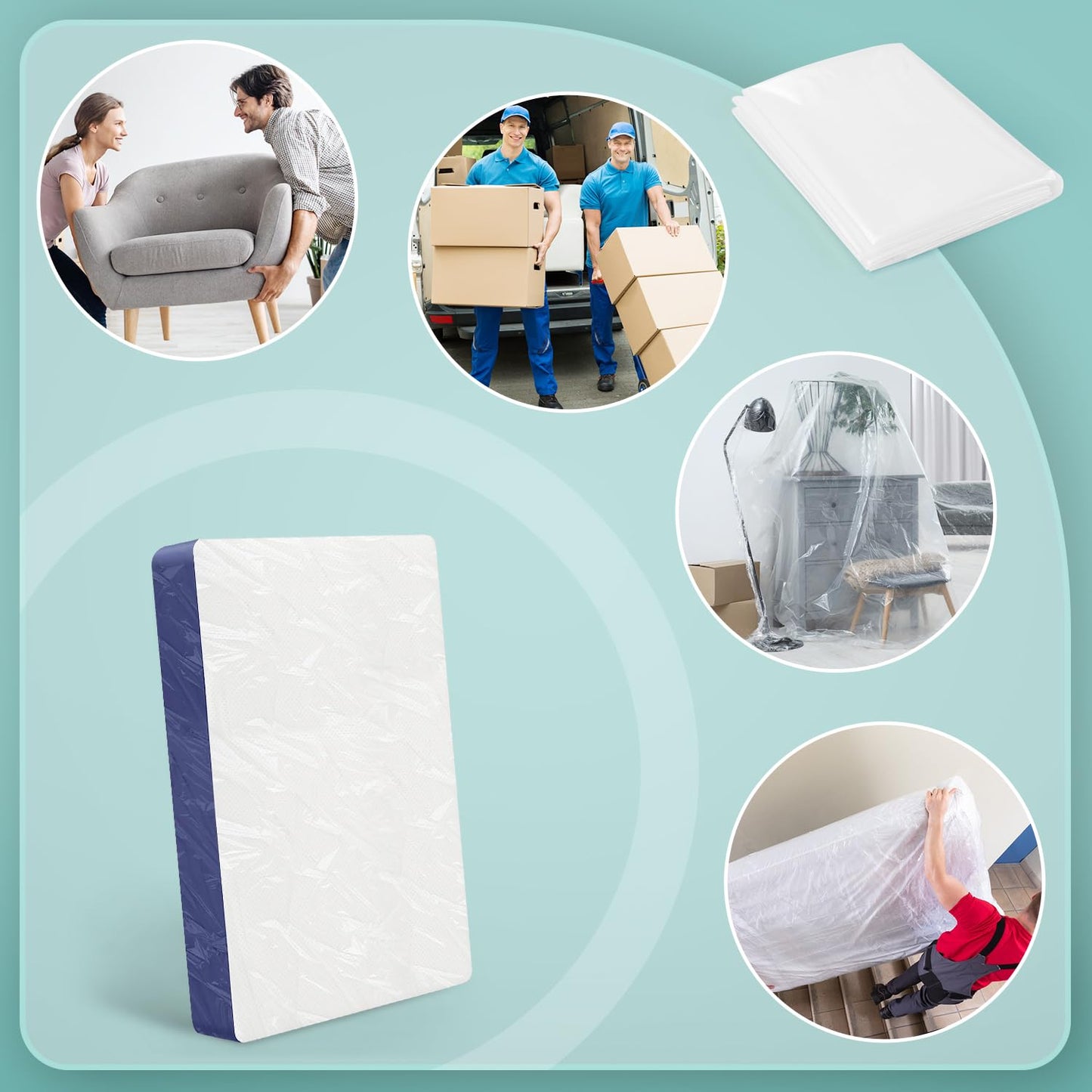 Double Mattress Bag for Moving and Storage,Mattress Protector Storage Bag,Waterproof Mattress Storage Bag,Heavy Duty, Reusable, Tearproof (Queen)