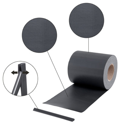 SONGMICS GPJ50GY PVC Privacy Screen Strips 50 m x 19 cm Extra Thick Opaque with 25 x Mounting Clips Anthracite, Charcoal, 0.19 x 50 m