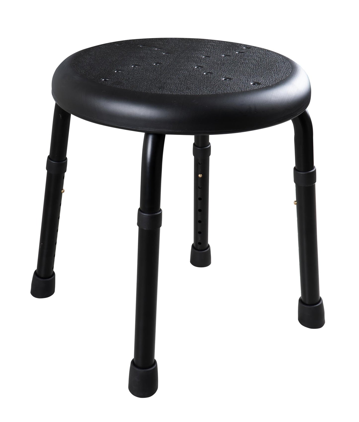 RIDDER Go Bathroom Stool Diameter 50 x 34.9 – 52.5 cm, Black, Aluminium/PE/TPR Height-Adjustable Shower Stool with Non-Slip Seat, Stable Bath Stool