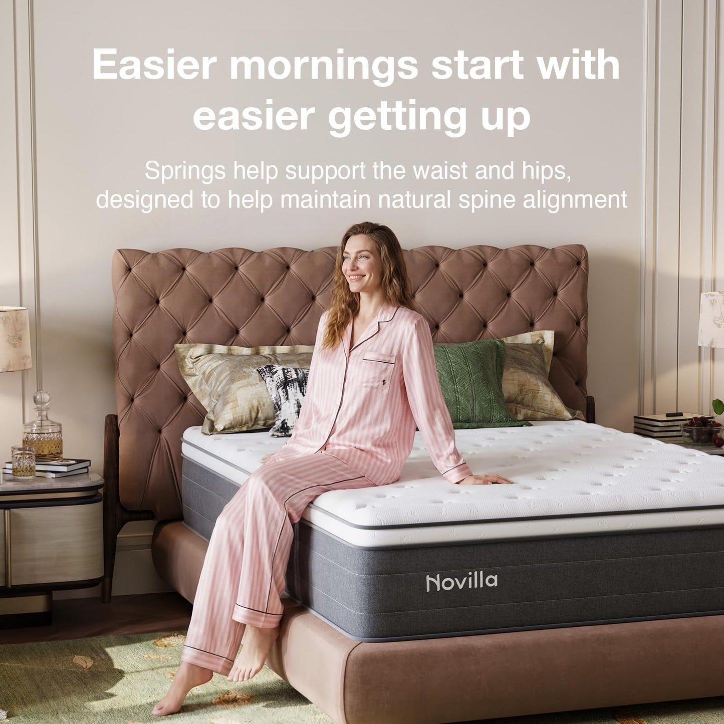 Novilla Small Single Mattress 2FT6 – 27CM Medium Firm Memory Foam Hybrid Mattress with 7-Zone Pocket Sprung Support, Motion Isolation