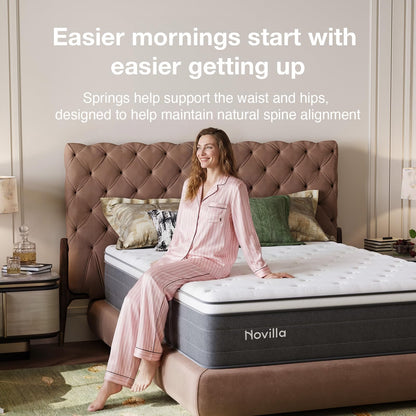 Novilla Small Single Mattress 2FT6 – 27CM Medium Firm Memory Foam Hybrid Mattress with 7-Zone Pocket Sprung Support, Motion Isolation