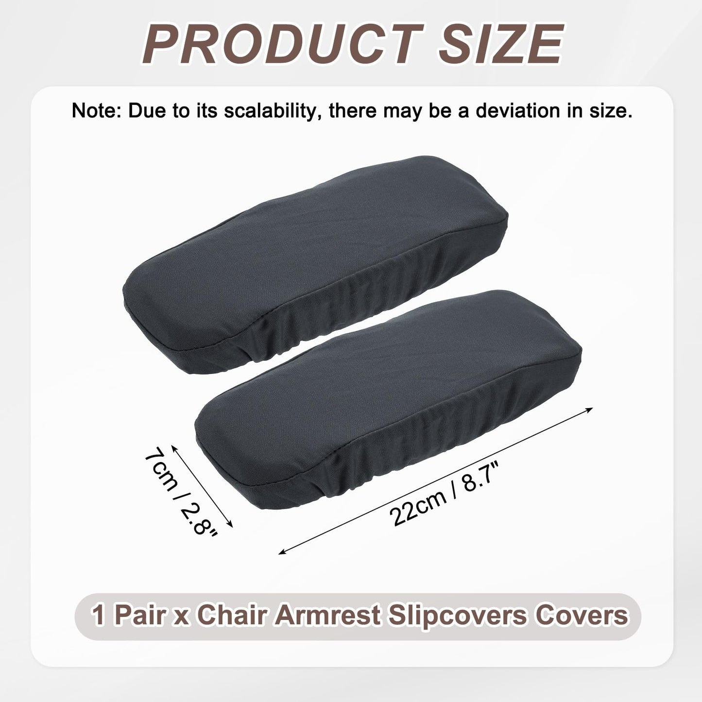 sourcing map Chair Armrest Slipcovers Covers, 22 x 7cm Polyester Removable Seat Hand Rest Protector for Office Chairs Desk Chair(Dark Gray)