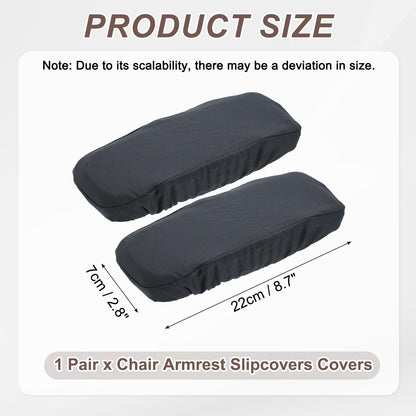 sourcing map Chair Armrest Slipcovers Covers, 22 x 7cm Polyester Removable Seat Hand Rest Protector for Office Chairs Desk Chair(Dark Gray)