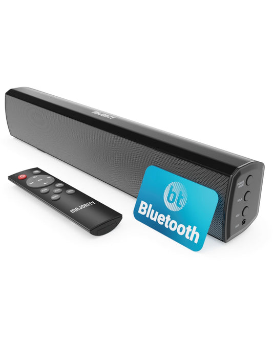 MAJORITY Bowfell | Bluetooth Sound Bar for TV | 50 Watt 2.0 Stereo Speaker Soundbar | Optical, RCA, USB, MP3 & AUX Input | 39cm | Custom EQ Settings &