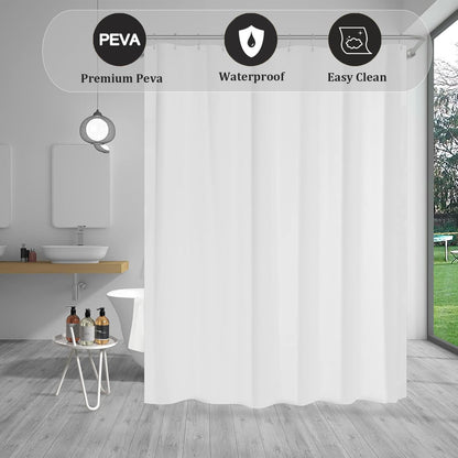 qisheng Shower Curtain for Bathroom - Mould and Mildew Resistant - White, 180 x 180 cm (71 x 71 Inch) 100% PEVA