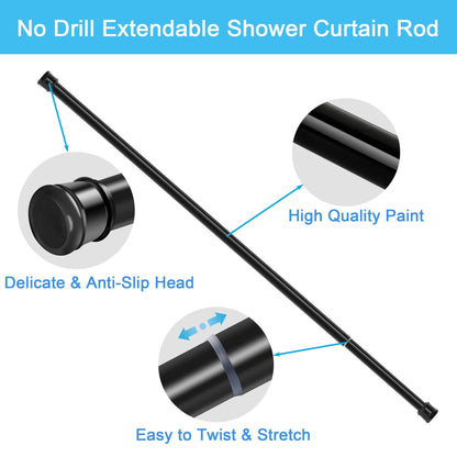 No Drill Curtain Pole 400 cm Long Curtain Rail 3 m Extra-Long Shower Rail Clothes Rail Extendable for Bathroom, Bedroom, White(190-410CM Φ32mm)