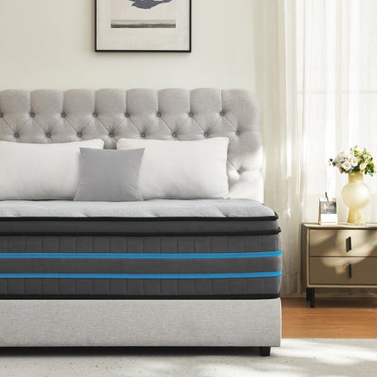 SleepTheme 4FT6 Double Mattress,135x190x28cm Hybrid Pocket Sprung, Med Firm