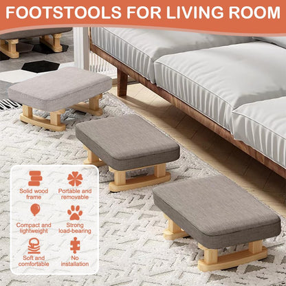 Duscdesp Foot Stool,Ottoman Footstool with Stable Wooden Legs,Ottoman Footrest,Pouffe Footstool with Removable Padded Seat,Footstools for Living