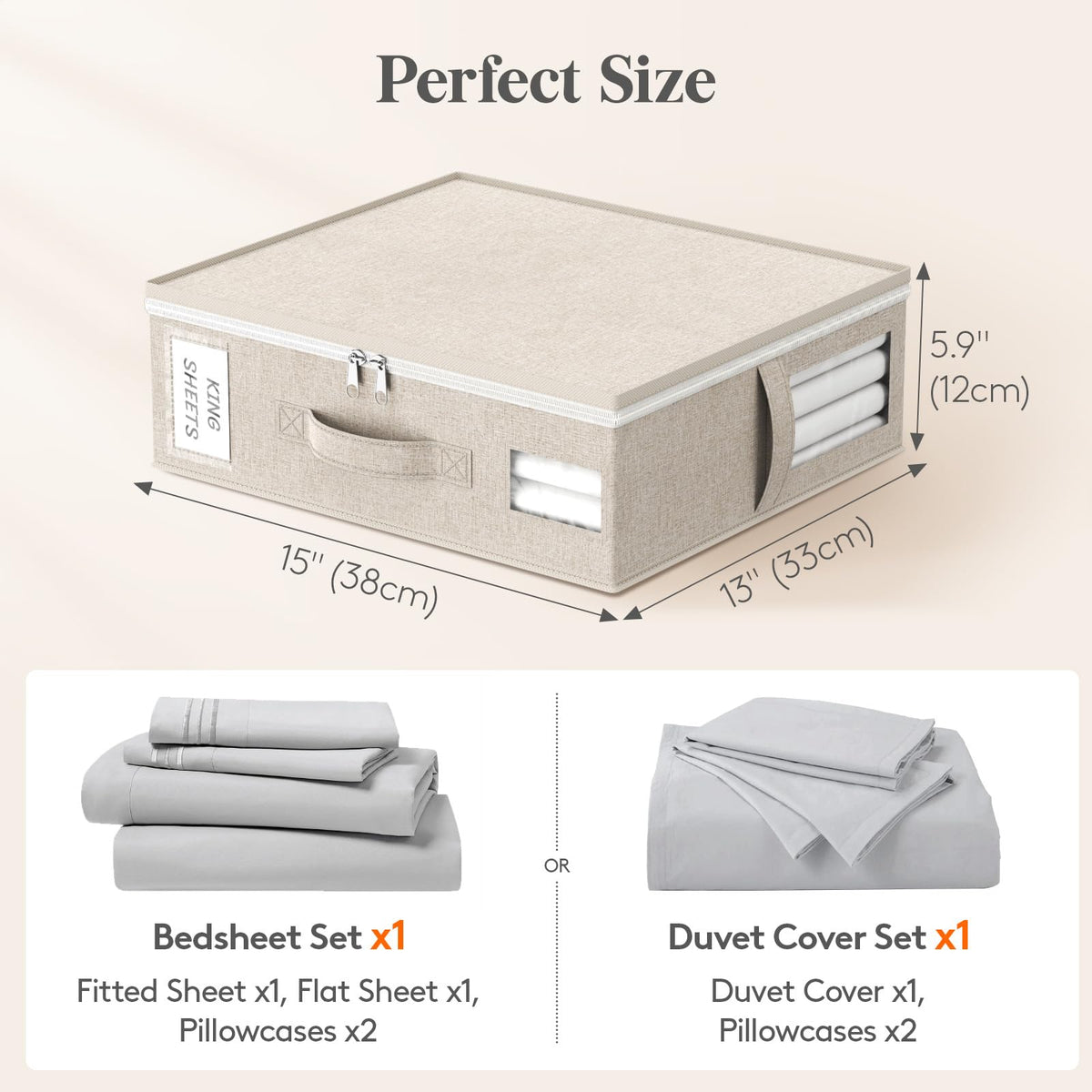Lifewit 6 Pack Foldable Storage Bags for Bedding (Beige)