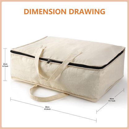 Belinlen 2 Pack Canvas Storage Bags Cotton Natural Closet Soft Storage Bags