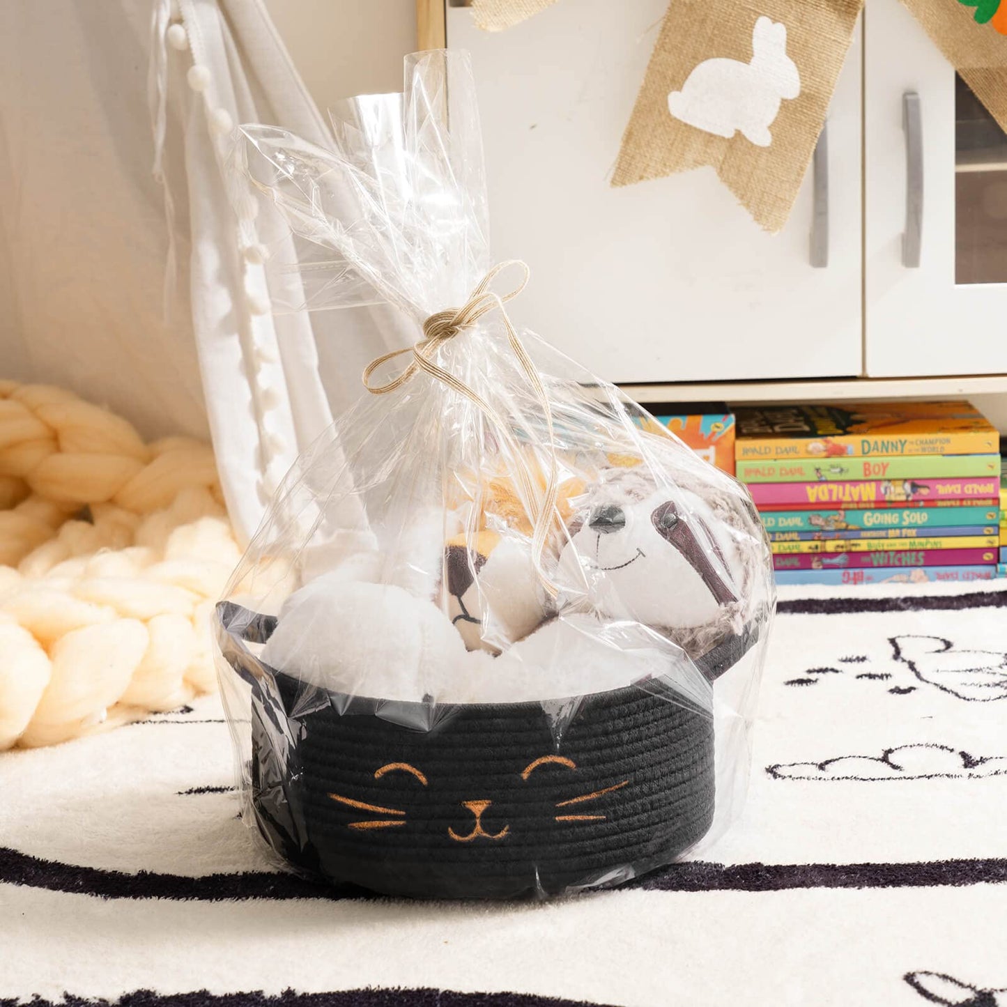 TIMEYARD Small Storage Basket Pet Basket for Cats and Dogs Black