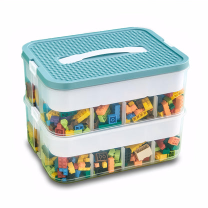 Storage Boxes,Transparent Toy Box Organizer,Stackable Lego Storage Boxes with Lid,Handle,Plastic Multi Compartments Container Chest Case for Storing