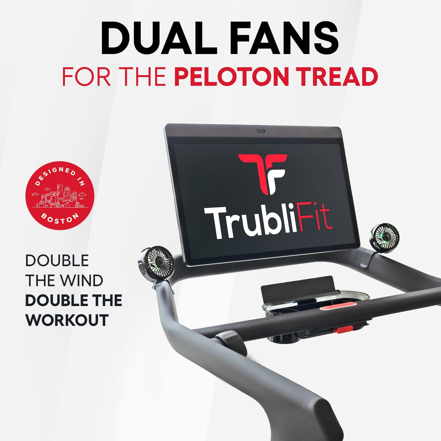 TrubliFit Dual Fan for Peloton Tread - Accessories for Peloton Treadmill - Does NOT fit Tread+ - No Charging Required (Peloton Tread)