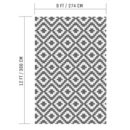 Valiant Outdoor XL Waterproof Rug for Gardens, Patio and Decking - Geometric Grey - 3.6m x 2.7m