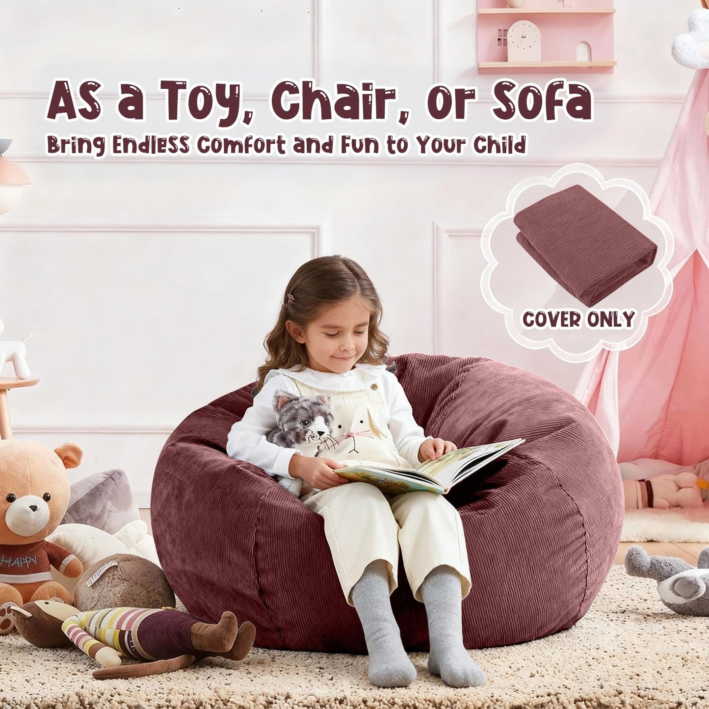 Nobildonna Bean Bag Chair Cover (No Filler) for Kids Beanbag Stuffed Animal Storage Without Filling Plush Toys Holder and Organizer Soft Premium