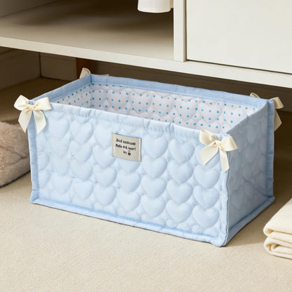 ESSECMBS Cute Indoor Storage Basket Decorative Plaid Basket Organizer with Bows for Towels, Desktop Items, Office Stationary