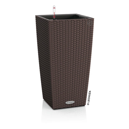 Lechuza Self Watering Plant Pots CUBICO Cottage 40 Large Rattan Look Plastic Outdoor Indoor Planter with Drainage Hole H75 L40 W40 cm Mocha