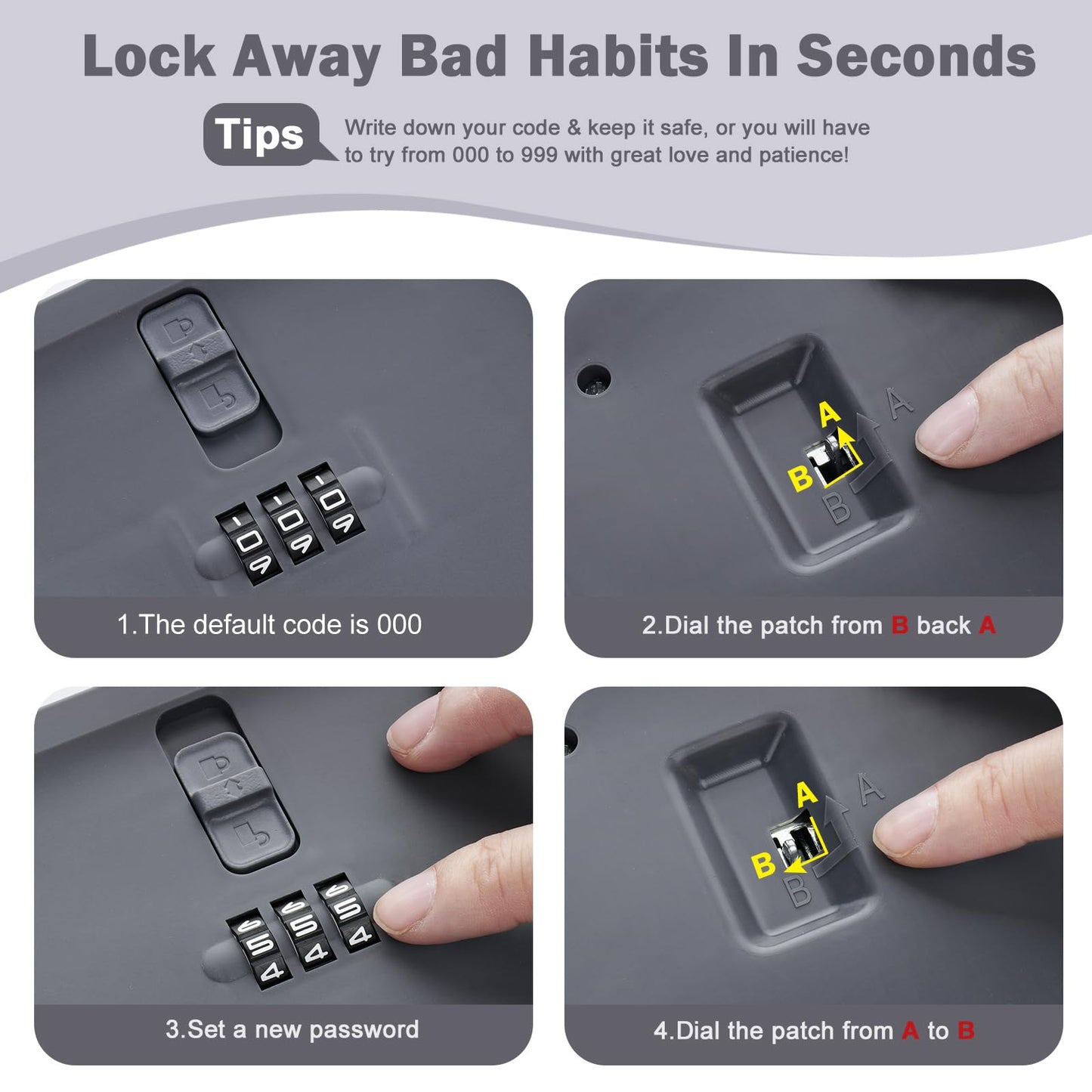 Small Lockable Storage Box with Combination Code - Secure Medicine Safe, Phone Jail, and Snack Box for Home, Fridge, Office, or Travel