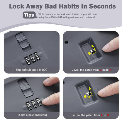 Small Lockable Storage Box with Combination Code - Secure Medicine Safe, Phone Jail, and Snack Box for Home, Fridge, Office, or Travel