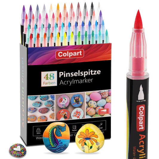 Acrylic Paint Pens for Rocks painting 48-Colours Nail art pens marker Set for Wood Crafts Ceramic Glass Stone Pebble Colouring for Adults Craft