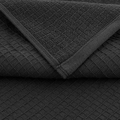 CASA COPENHAGEN Waffle 4-piece Bath Towel Set – Fir Grey, 70x140 cm, Egyptian cotton, designed in Denmark, for bathroom, kitchen & shower