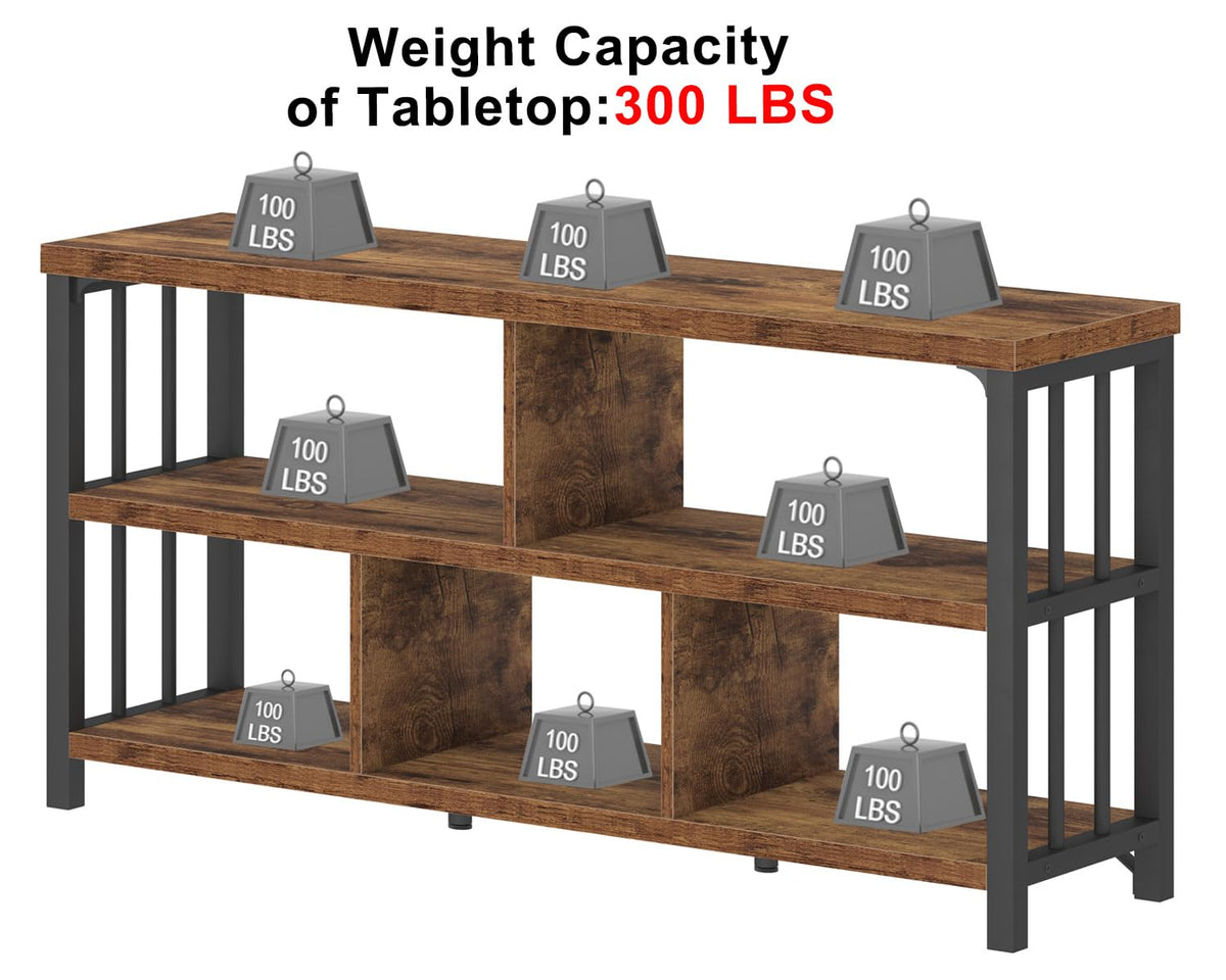 IBF 5 Cube Storage Organizer Bookshelf Low Bookcase 140cm Rustic Brown