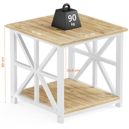 GreenForest Side Table 50cm 2-Tier Storage for Living Room, Oak
