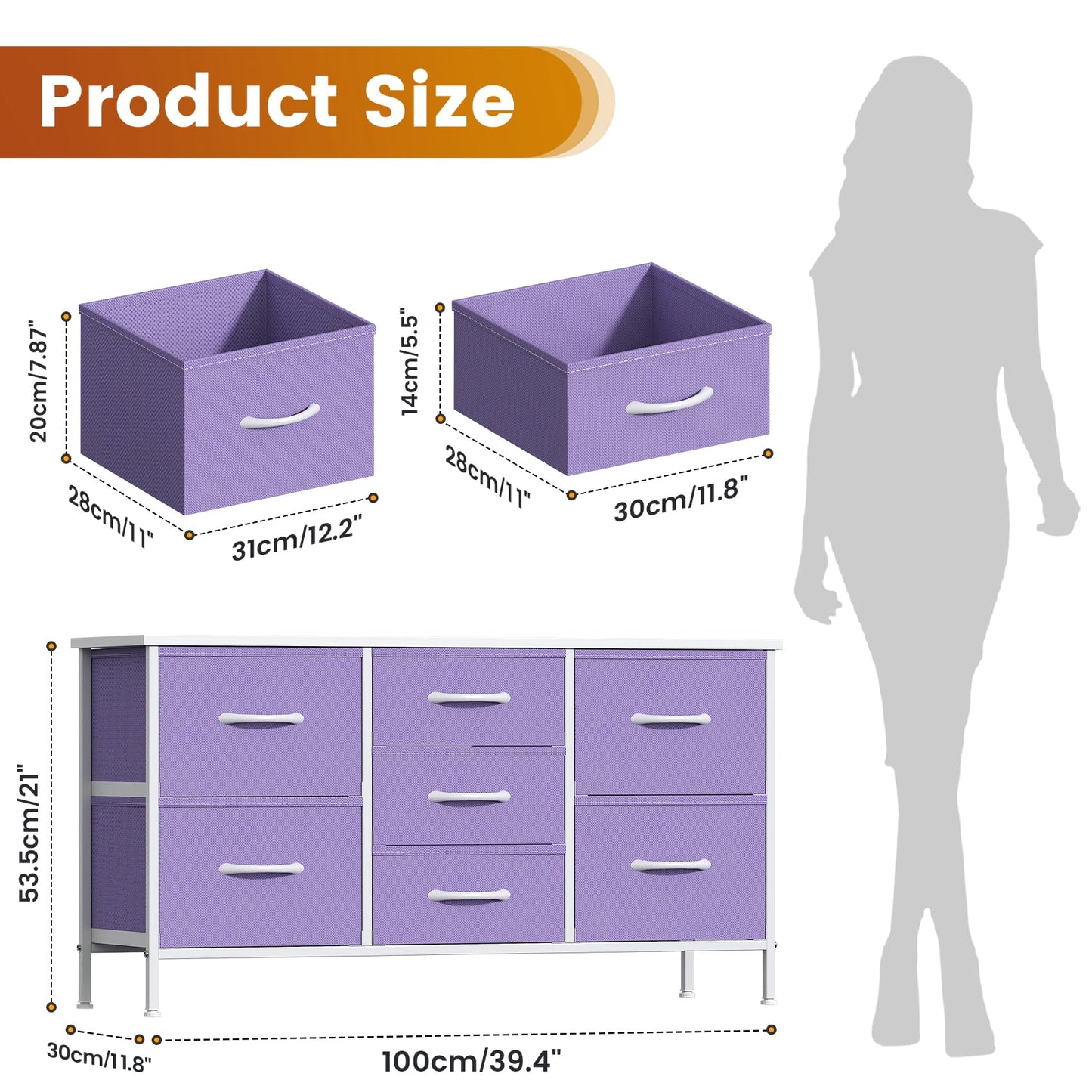 GoaHi Chest of Drawers, Small Dressers with Metal Frame and MDF Wooden Top Board, Adjustable Feet, Anti-Tip Safety