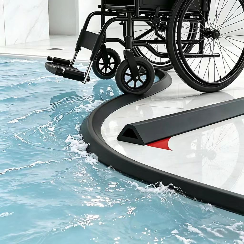 Wet Room Floor Barrier, Shower Tray Sealing Strip, Self-Adhesive Silicone Waterproof Shower Water Barrier for Bathroom Floor