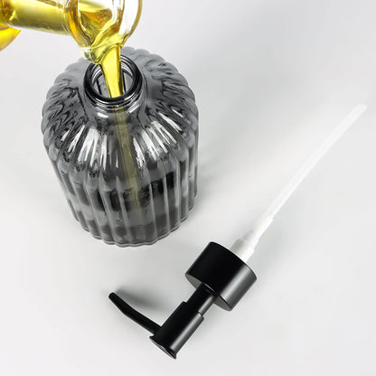 Ulable 2 Pack Glass Soap Dispensers 400 ML/14Oz, Pump Bottle Dispenser Grey